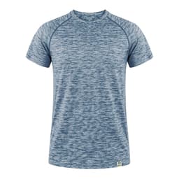 A blue marled Kassar T-Shirt featuring a round neckline and short sleeves. It has a logo on the hem.