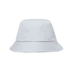 A light grey bucket hat with a wide brim and a simple design, featuring a logo on the front.