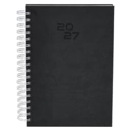 A black spiral-bound diary with a textured cover and the year "2027" embossed on the front.
