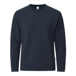 A navy Skelton Hoodie featuring a classic crew neckline and long sleeves, with a logo on the side.