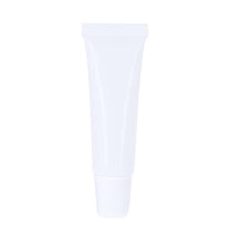 A lip balm tube in a sleek white design with a tapered tip and a soft squeeze body.