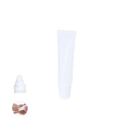 A white tube of lip balm with a pointed applicator tip. Contains a logo on the packaging.