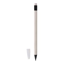 A grey-lead pencil with a black end and a removable cap, featuring a plain white body.