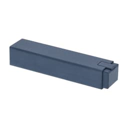 A rectangular navy blue box designed to hold a pen, featuring a simple, sleek design.