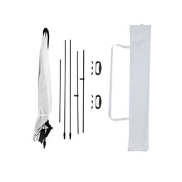 A leisure umbrella set with black poles, clips, and a white carry bag, featuring a compact design for outdoor use.