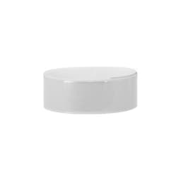 A white clothing accessory with a smooth surface and a subtle sheen, featuring a logo.