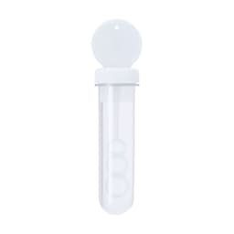 A clear drink bottle with a white lid, featuring a round top and a sleek design, ideal for novelty use.