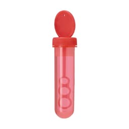 A red drink bottle with a clear body and a lid, featuring a circular handle design. It has a logo on the bottle.
