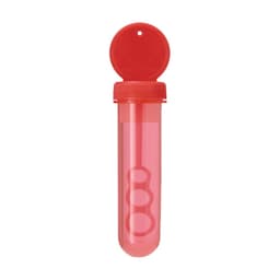 A red novelty drink bottle featuring a clear body and a matching lid, with three circular compartments inside.
