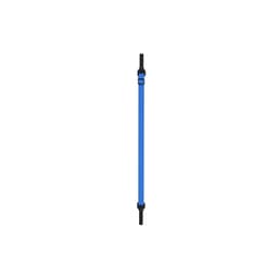 A blue adjustable strap with black ends, designed for securing sunglasses or similar accessories.
