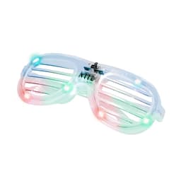 Light-up novelty glasses featuring clear frames with red, green, and blue lights. Includes a logo on the temple.