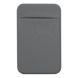 A grey pouch bag featuring a simple design with a front pocket and no visible branding.
