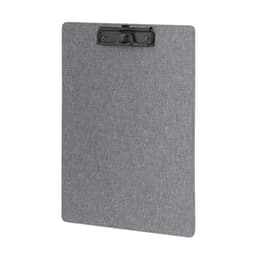 A grey clipboard with a black clip, designed for business and office use. It features a textured surface.