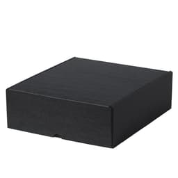 A black rectangular gift box with a flap closure, suitable for packaging items. It has a minimalistic design.