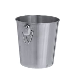 A stainless steel ice bucket with a smooth finish and a side handle. It has a simple, modern design.
