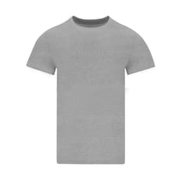 A grey adult colour T-shirt with a round neckline and short sleeves, featuring a branding logo.