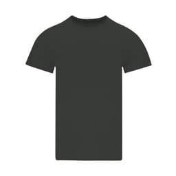 A dark grey adult T-shirt featuring a standard crew neck and short sleeves. It has a logo on the front.