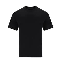 A black adult oversize T-shirt displayed against a plain background, featuring a logo at the neckline.