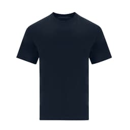 A navy blue adult oversize T-shirt with a crew neckline and short sleeves. Features a logo on the front.