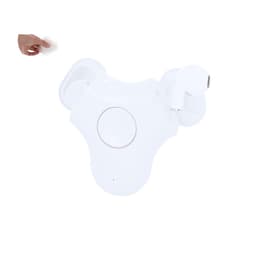 Levin Earphones in white with a unique design, shown alongside a hand holding a smaller white accessory.