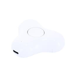 A white triangular charging case for Levin Earphones, featuring a central button and a charging port.