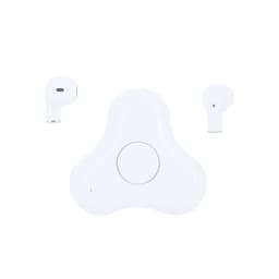 White Levin Earphones alongside a charging case, featuring a rounded, compact design.