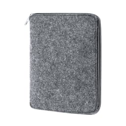 A grey felt zippered pouch designed to hold writing tools and accessories. It features a smooth zipper closure.