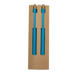 A box containing two blue pens with gold accents, presented in a simple cardboard packaging.