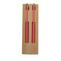 A set of red pens with gold-coloured tips in a cardboard packaging. The packaging has a simple design with cutouts.