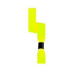 A bright yellow wristband secured with a black clasp, designed for events and exhibitions.