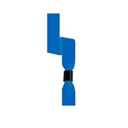 A blue event wristband with a black fastening, designed for exhibitions and events.