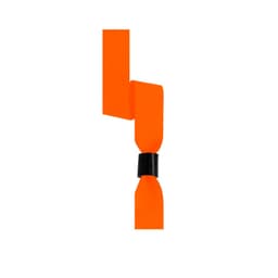 An orange event wristband with a black connector, designed for exhibitions and events.