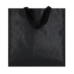 A black bag with two handles, featuring a simple, smooth design and a faint logo.