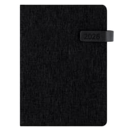 A black diary with a textured cover and a 2026 closure band, designed for office and business use.