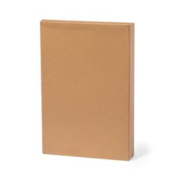 A brown diary with a smooth cover, featuring a logo on the front.