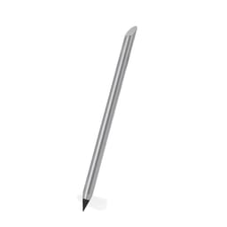 A grey pencil with a sharpened point, featuring a sleek metallic design and a logo.