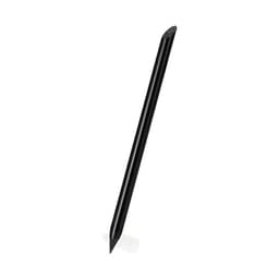 A black grey-lead pencil with a sharpened tip, featuring a logo on the side.