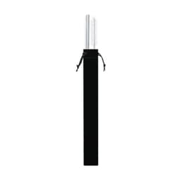 A drink bottle with two white drinking straws and a cleaning brush, all packaged in a black carry case.