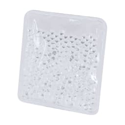 A clear gel pack filled with small beads, enclosed in a transparent square pouch.