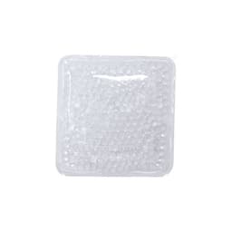 A clear gel pack filled with small beads, encased in a transparent plastic sheet.