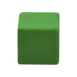 A green square stress cube with a smooth surface, designed for fun and relaxation.