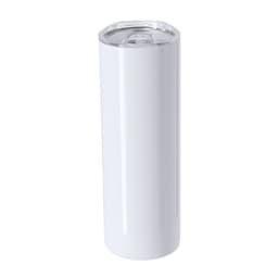A drink bottle with a sleek white finish, featuring a clear lid and a minimalistic design. It has a logo on the side.