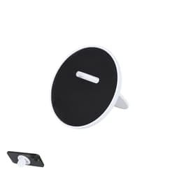 A phone stand in white with a black surface, designed to securely hold mobile devices.