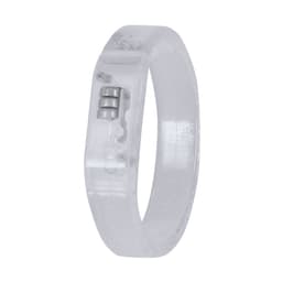 A transparent wristband with a visible mechanism inside, featuring a smooth surface and rounded edges.