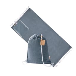 A grey Borinex drawstring bag with a textured finish, accompanied by a matching grey item, possibly a mat or towel.