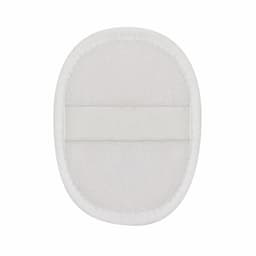 A rounded white fabric pad with a central elastic band, designed for health and personal care use.