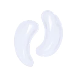 Two clear gel eye masks in a curved, kidney bean shape. The product features a shiny, translucent finish.