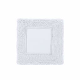 A white, square hand towel with a plush texture and a soft, absorbent surface. It features a bordered edge.
