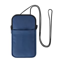 A navy blue Dumarex Bag with a slim design and a strap for easy carrying. It features a logo on the front.