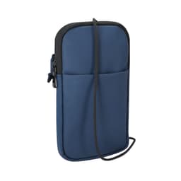 A navy blue Dumarex Bag featuring a zipper, a textured finish, and a detachable strap for carrying.